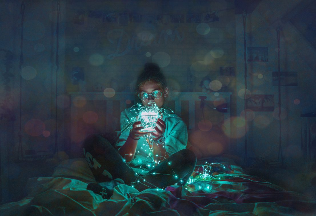 girl with led light